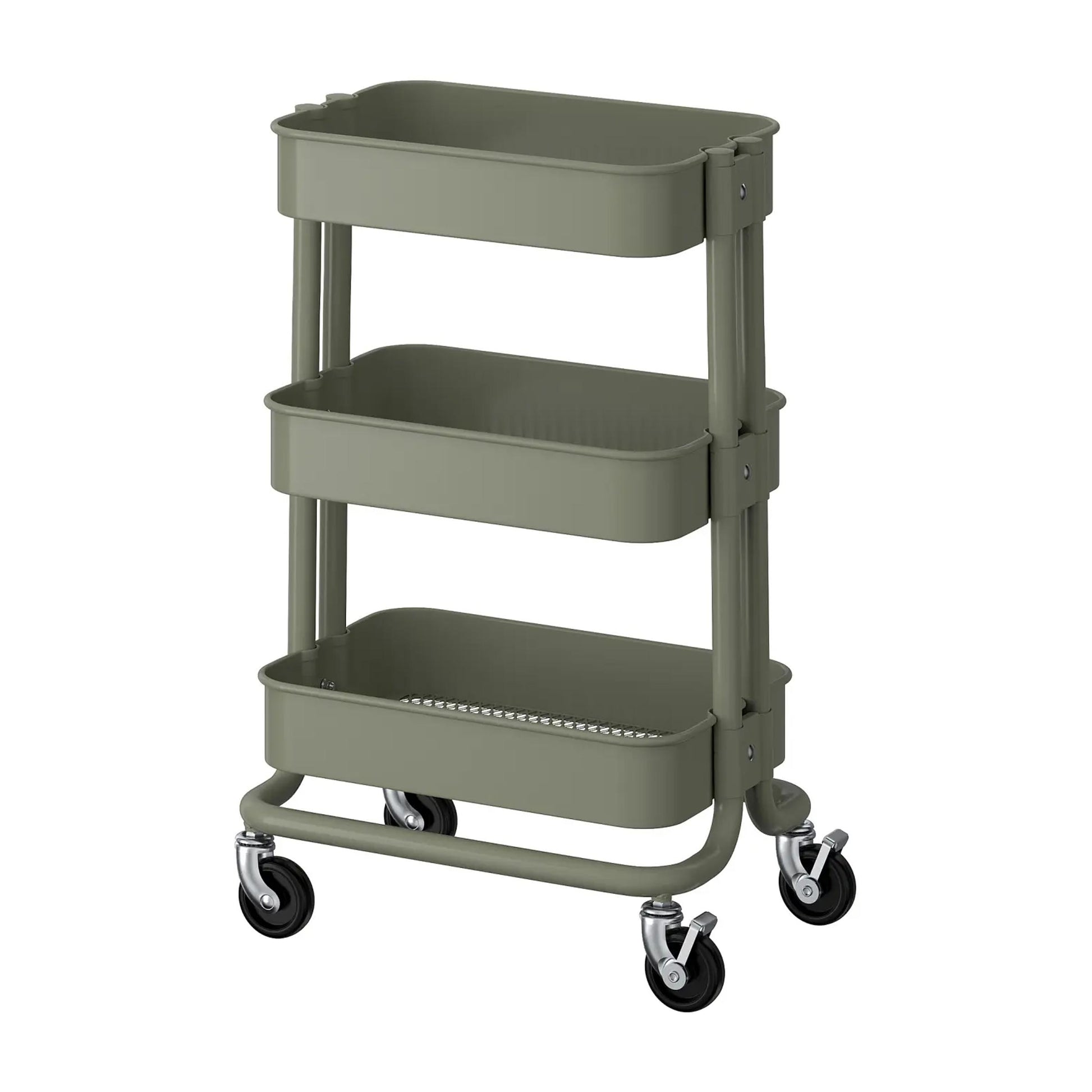 Raskog Trolley space saving storage cart with lockable castors for pantry, desk accessories and bedroom items BD use now