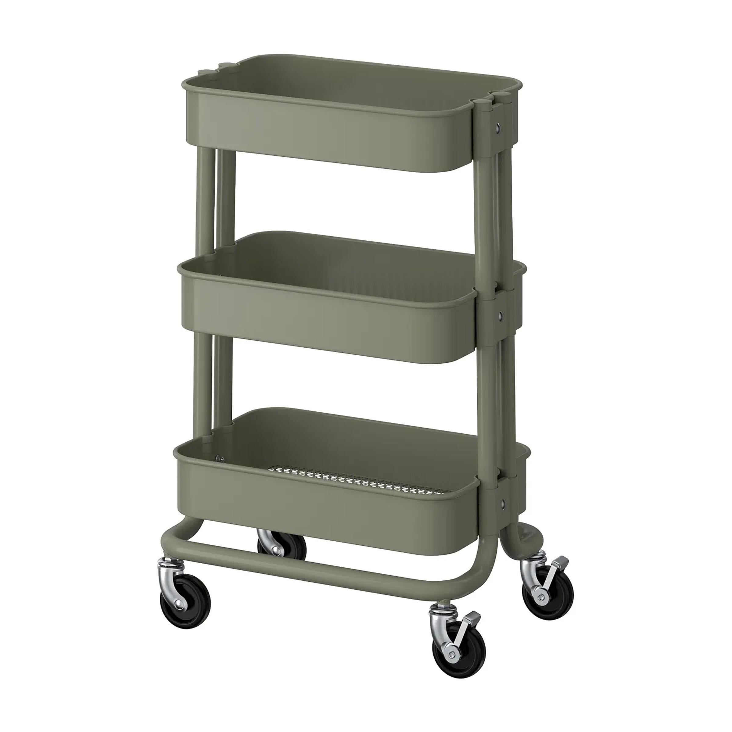 Raskog Trolley space saving storage cart with lockable castors for pantry, desk accessories and bedroom items BD use now
