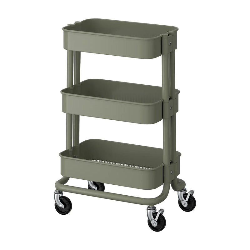 Raskog Trolley space saving storage cart with lockable castors for pantry, desk accessories and bedroom items BD use now