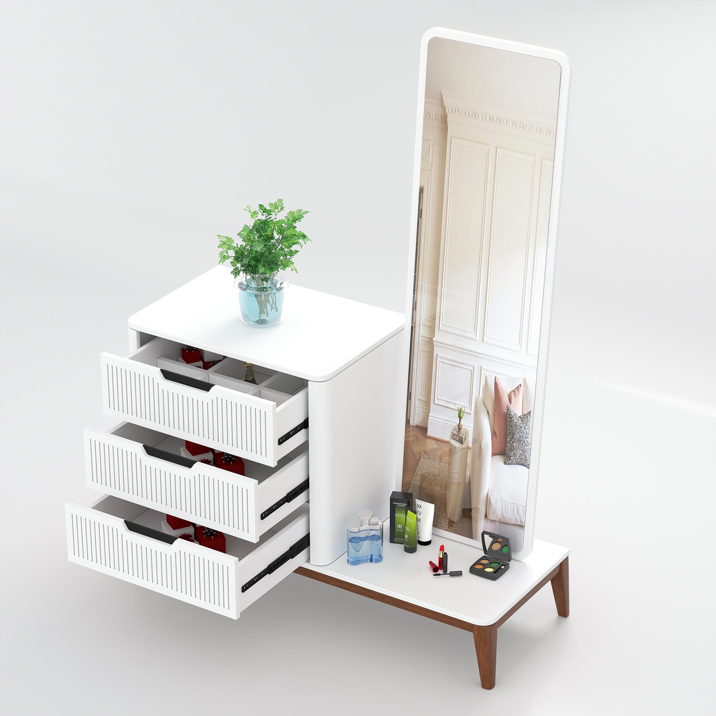 Ravon luxury dressing table with spacious drawers and elegant mirror design for home grooming space.