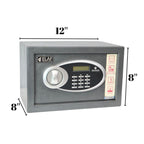 Rayly Digital Safety Locker dimensions: 12 inches wide, 8 inches high, and 8 inches deep.