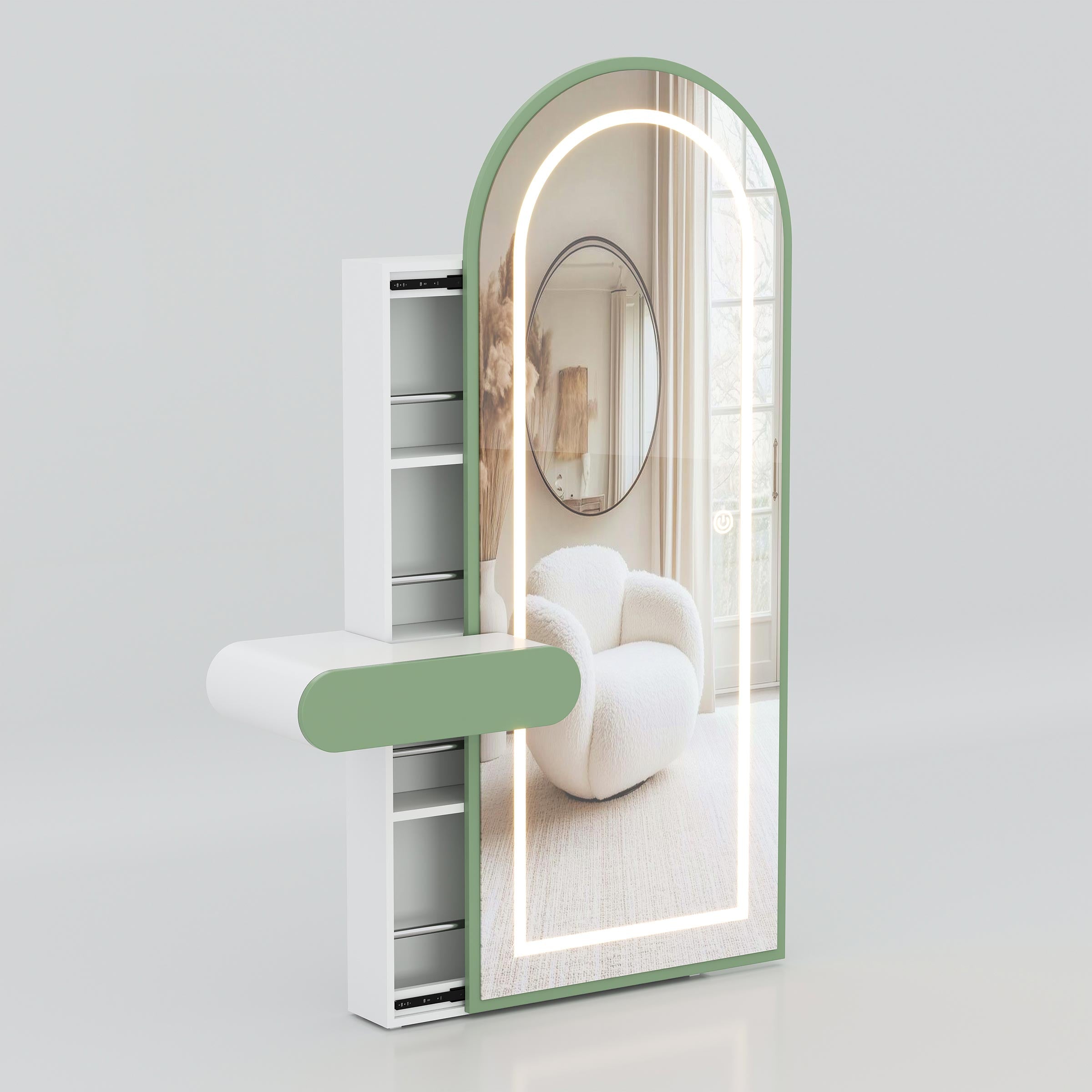Ravon modern dressing table with full length mirror and storage drawers for stylish bedroom furniture.