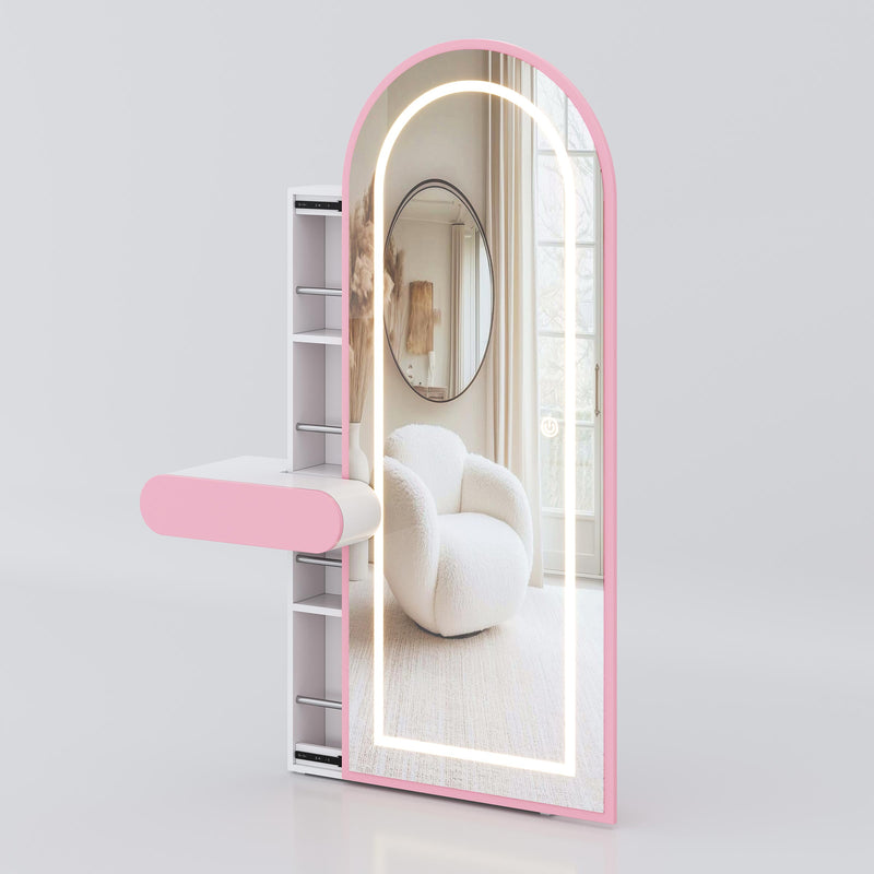 White Ravon dressing table with mirror, three drawers and premium duco finish for modern interiors.