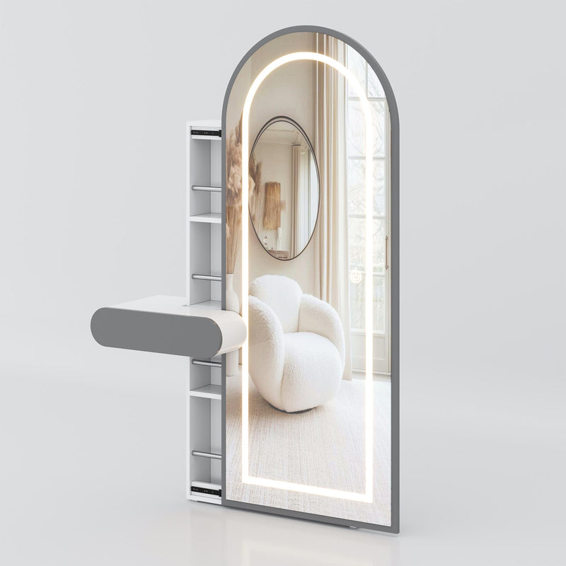Modern bedroom dressing table with 5mm mirror glass and engineering wood construction by Ravon.