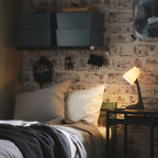 SVALLET Work Lamp black and white modern desk light for reading, study, bedside and workspace use in small spaces.