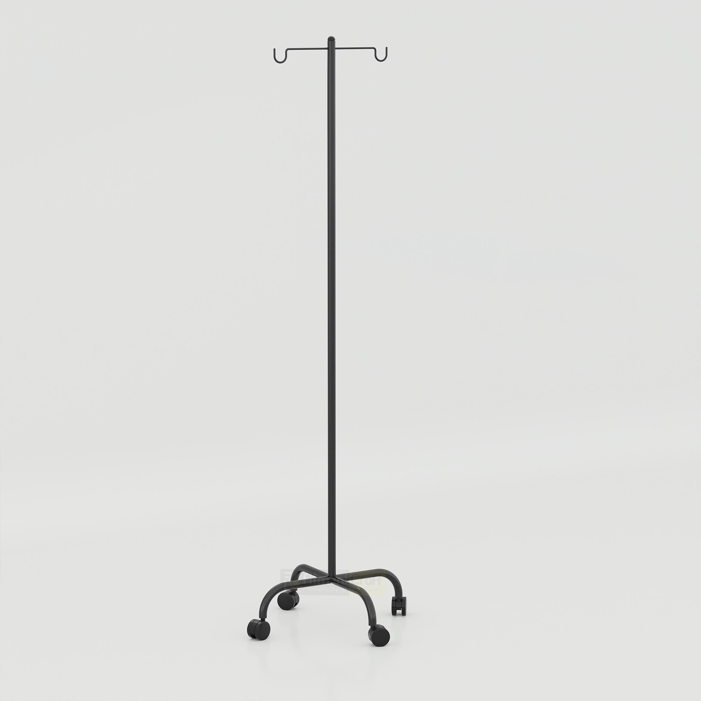 Hospital IV stand with durable metal frame and smooth wheels
