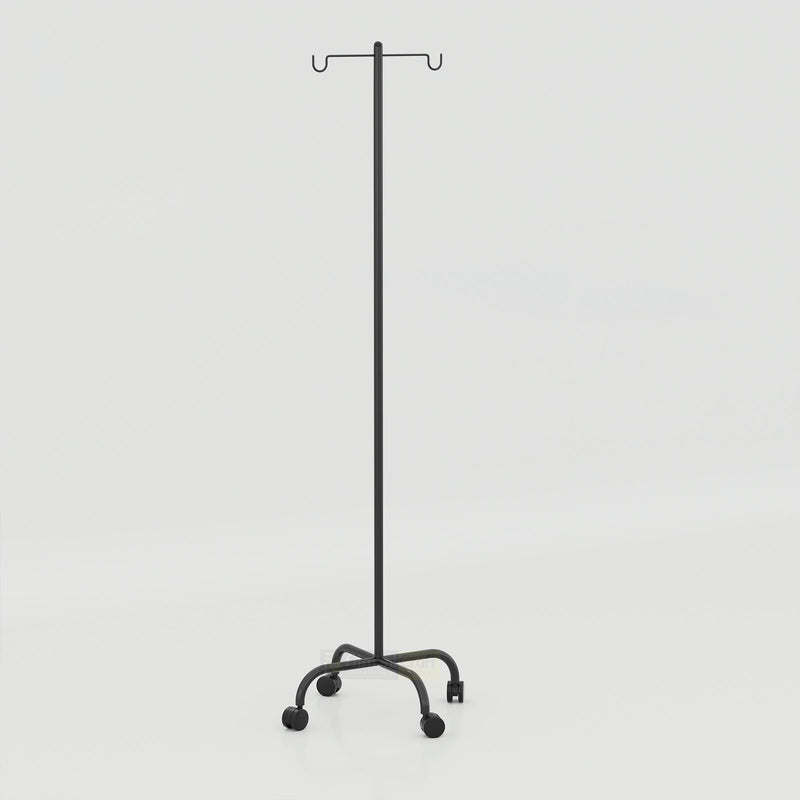 Hospital IV stand with durable metal frame and smooth wheels
