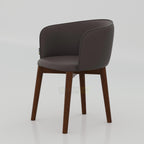 Selro Dining Chair for home cafe dining with smooth Rexine seat, curved armrest back and elegant wooden legs decor today
