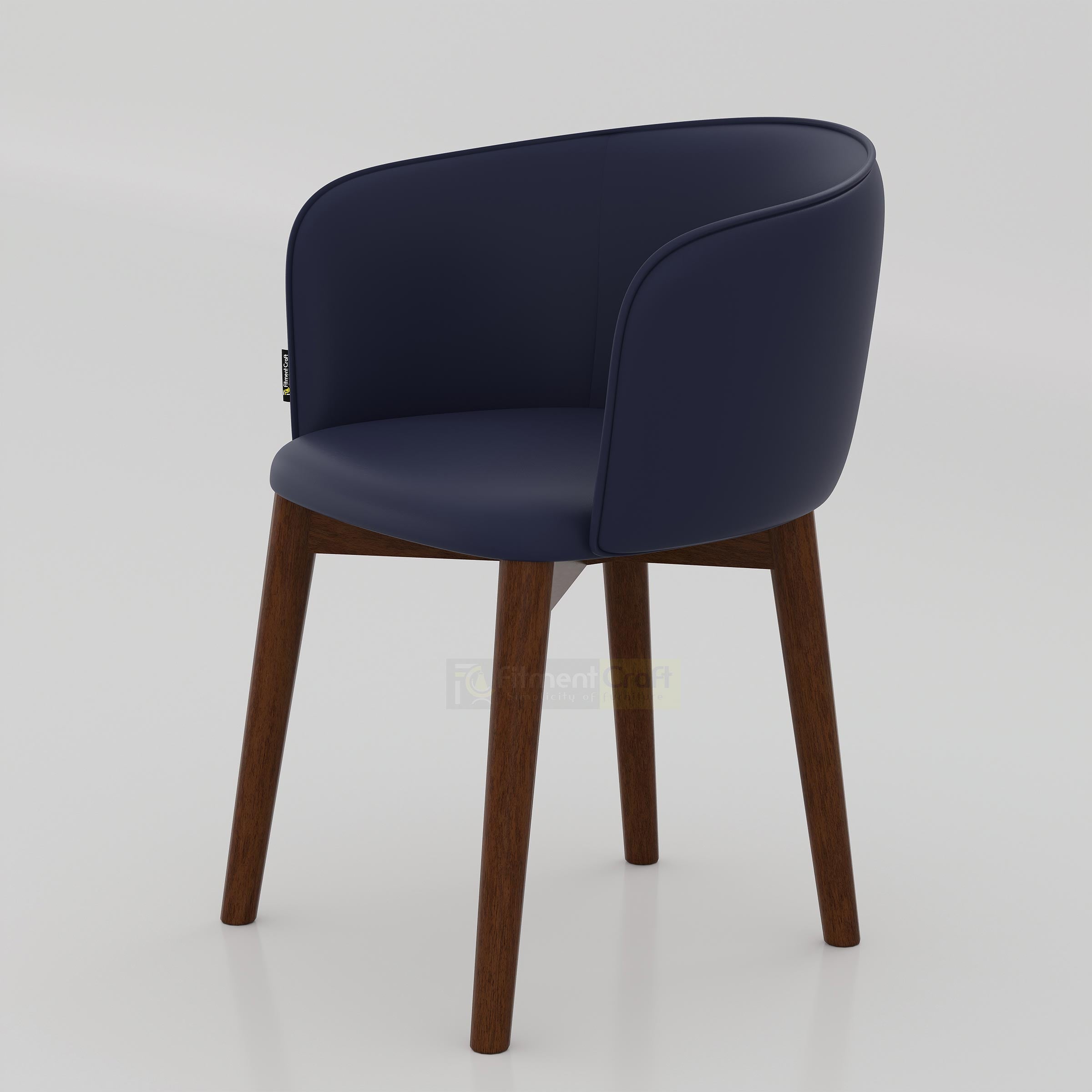 Selro Dining Chair for modern dining room with cushioned Rexine upholstery curved backrest and strong wooden legs design