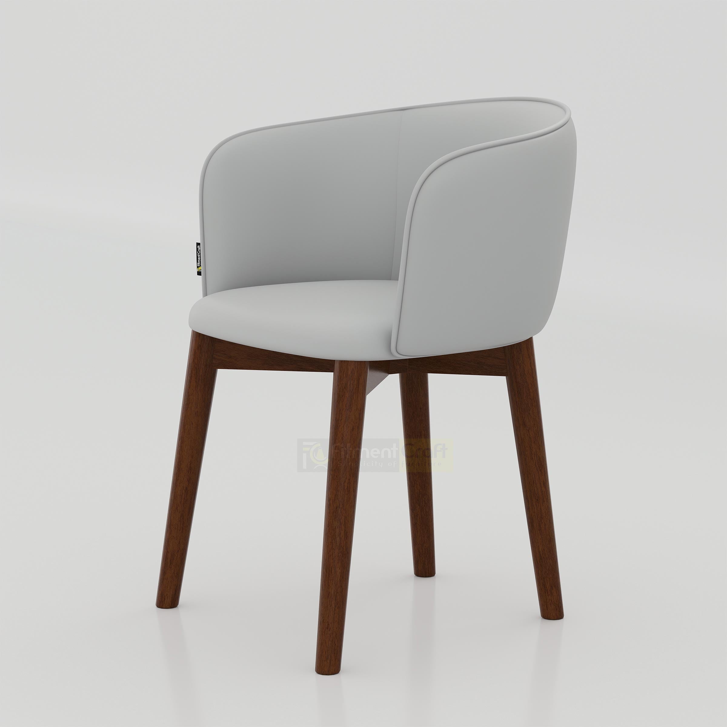 Selro Dining Chair with curved armrest back, soft Rexine seat and wooden legs for stylish home dining room seating today