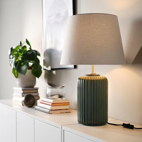 Buy Snobyar Table Lamp in Bangladesh for grey fabric shade, ceramic base, warm bedroom light, and premium home decor BD.