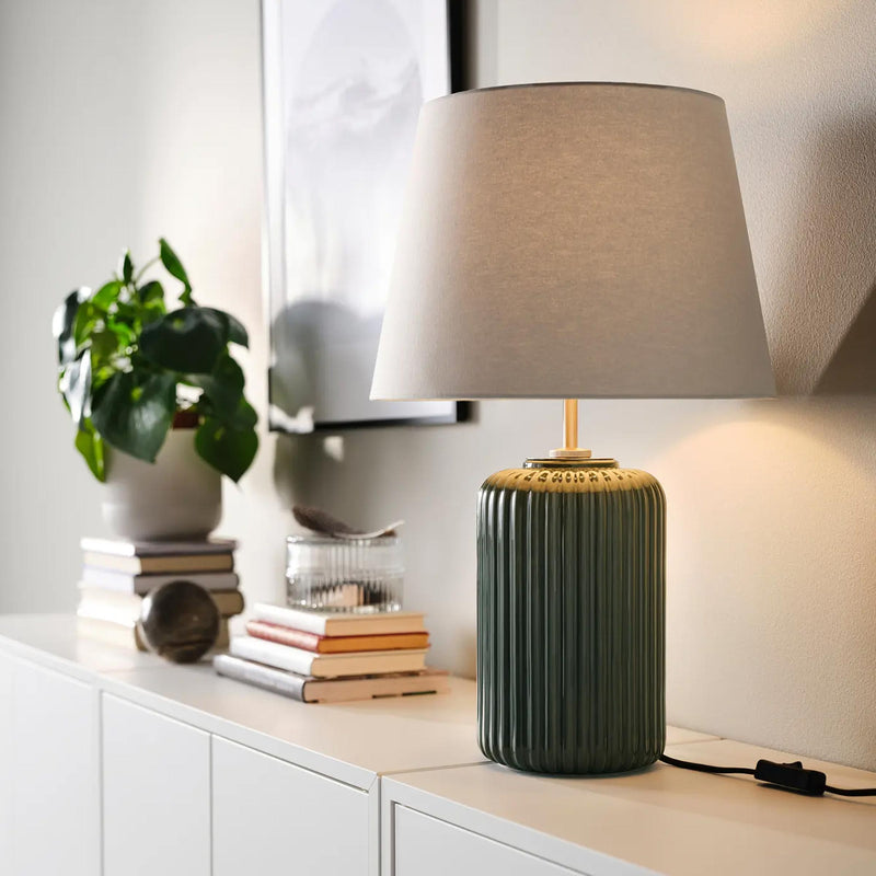 Buy Snobyar Table Lamp in Bangladesh for grey fabric shade, ceramic base, warm bedroom light, and premium home decor BD.