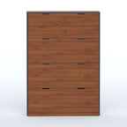 Space-saving Sort shoe rack with flip-down doors and a slim vertical profile for small Bangladeshi homes.