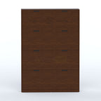 Sort single-layer shoe rack with slim enclosed storage, recessed black handles and an elegant wooden finish for homes.