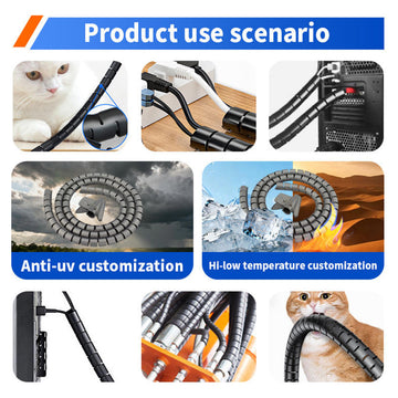 Black Spiral Cable Organizer 8mm PE cable wrap for tidy desk wiring computer setup and office cable protection in BD buy