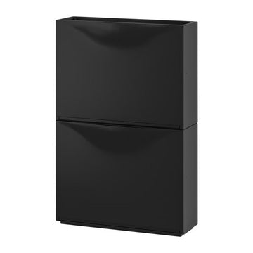 TRONES Shoe cabinet & storage black 2-pack for hallway shoe organization