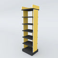 Tajon Multipurpose Rack with tall yellow and black open shelves for home, office, books and display storage.