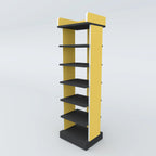 Tajon Multipurpose Rack with tall yellow and black open shelves for home, office, books and display storage.