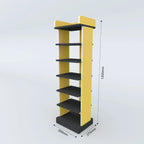 Side view of Tajon Multipurpose Rack showing slim vertical design and multiple shelves for compact space storage.