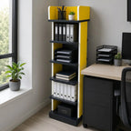 Tajon Multipurpose Rack beside a desk with open shelving for books, files and organized home office storage.