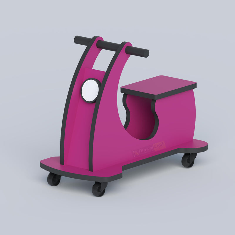 Pink toddler baby scooter toy with seat, cute ride-on vehicle for kids developing balance and coordination skills