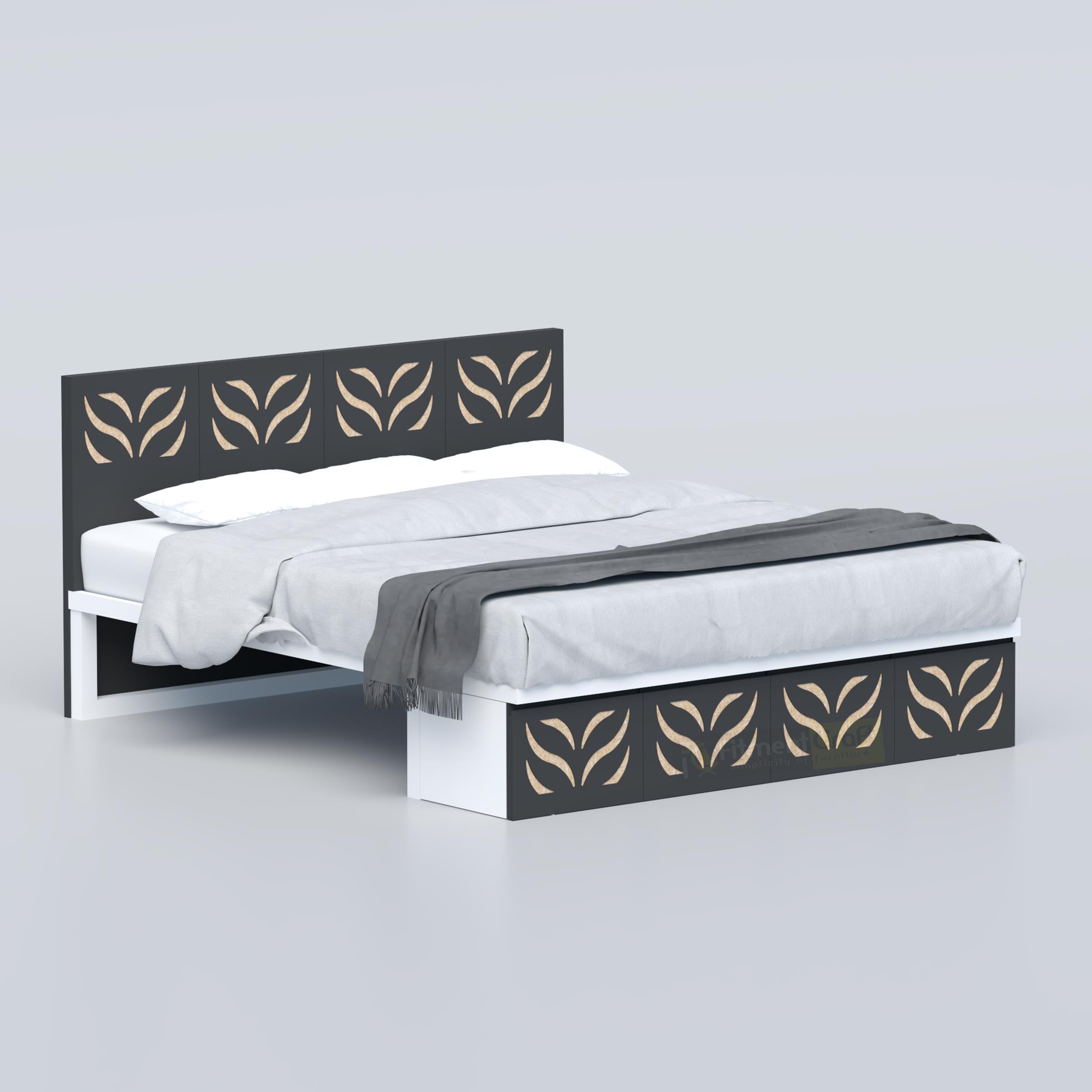 Tylox Standard King Size Bed with decorative headboard, premium bedroom furniture for modern homes in Bangladesh now BD.