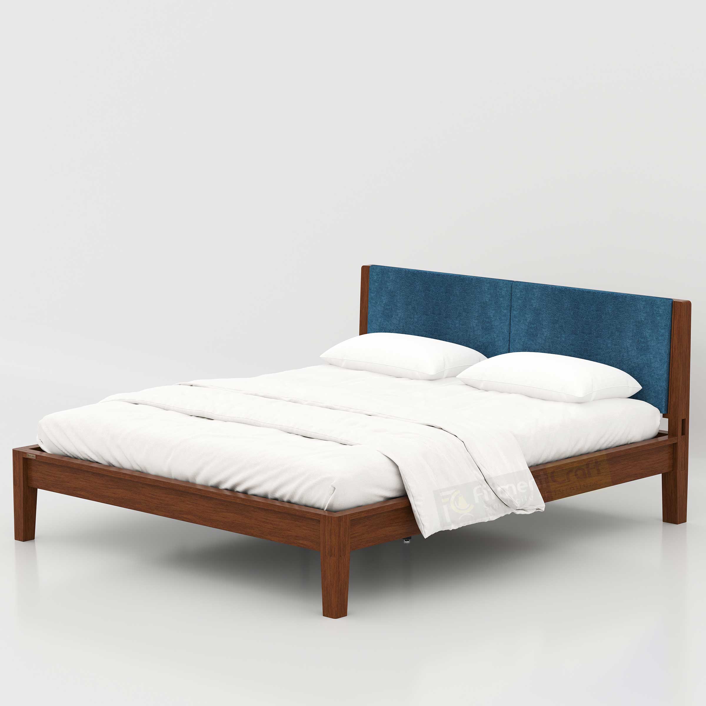 Enora Bed - Headboard+Cusion Version wooden king bed with soft headboard cushioning for luxury and modern bedroom setups.