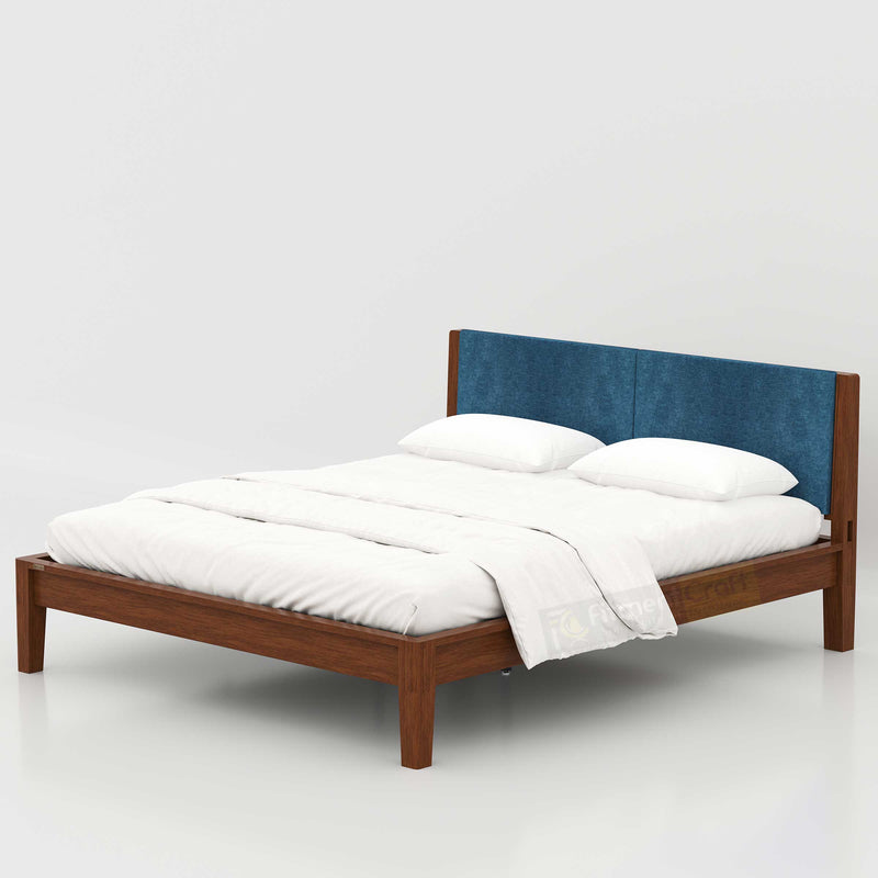Enora Bed - Headboard+Cusion Version wooden king bed with soft headboard cushioning for luxury and modern bedroom setups.