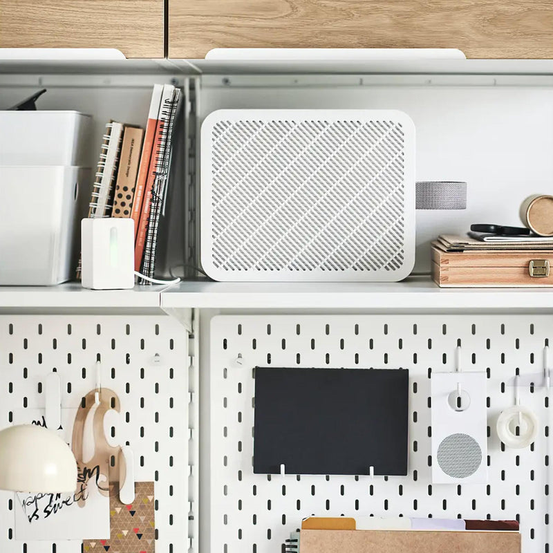 Portable white air purifier for homes, offices, bedrooms, and study tables with clean modern design in Bangladesh today.