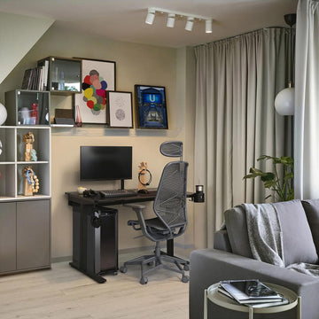 Black Utmaning Gaming Desk with adjustable setup, headset hooks, and tidy cable tray for modern home gaming space in BD.
