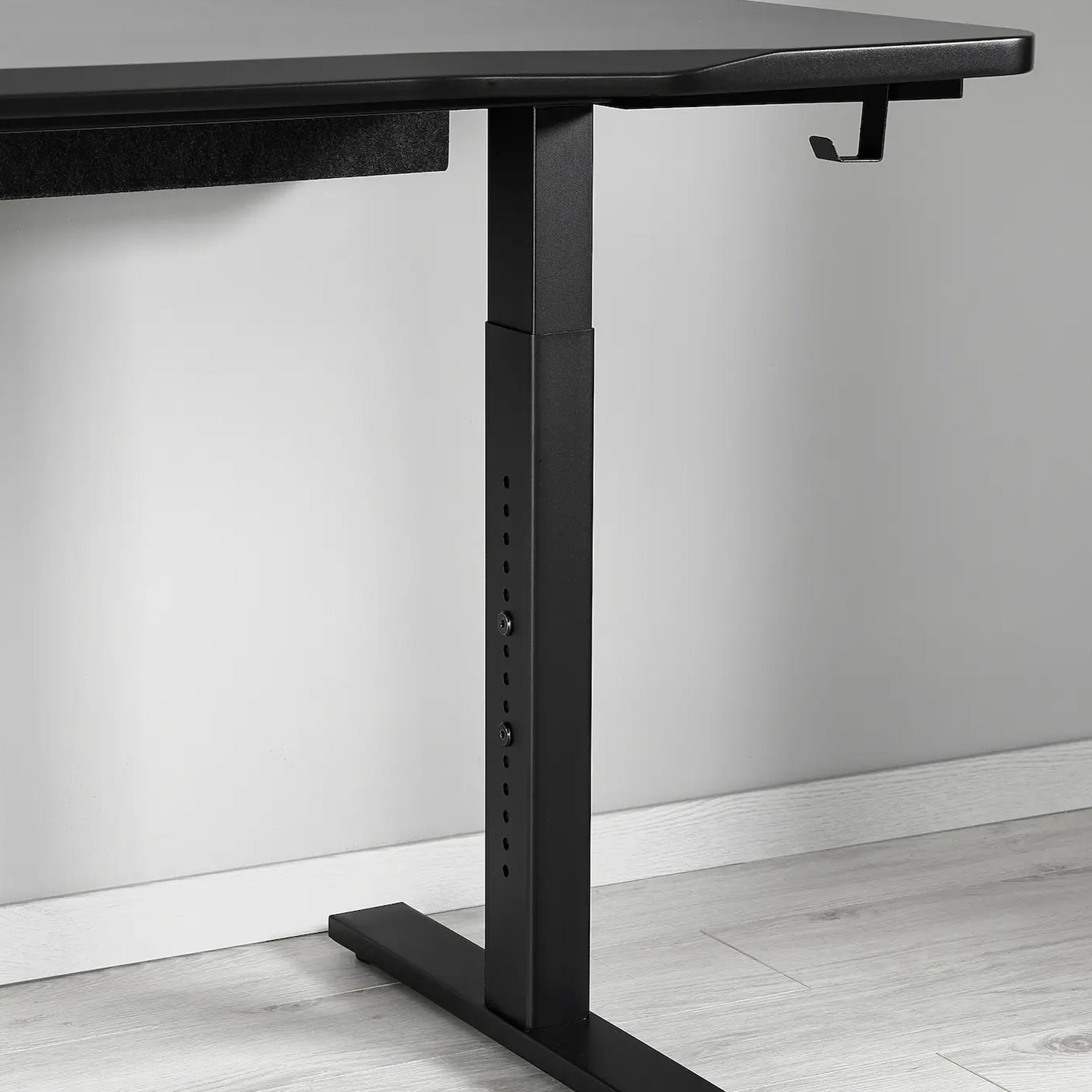Utmaning black gaming table with strong steel frame, cable management, and comfortable design for PC gaming rooms in BD.