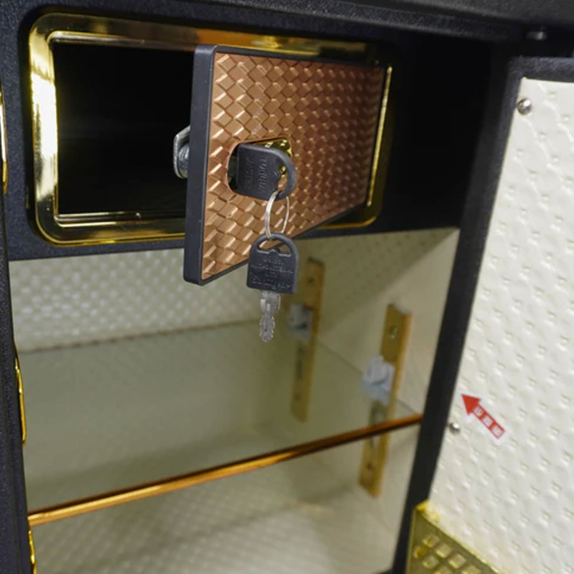 Veela Digital Safety Locker with open door and heavy-duty locking bolts for cash and jewelry