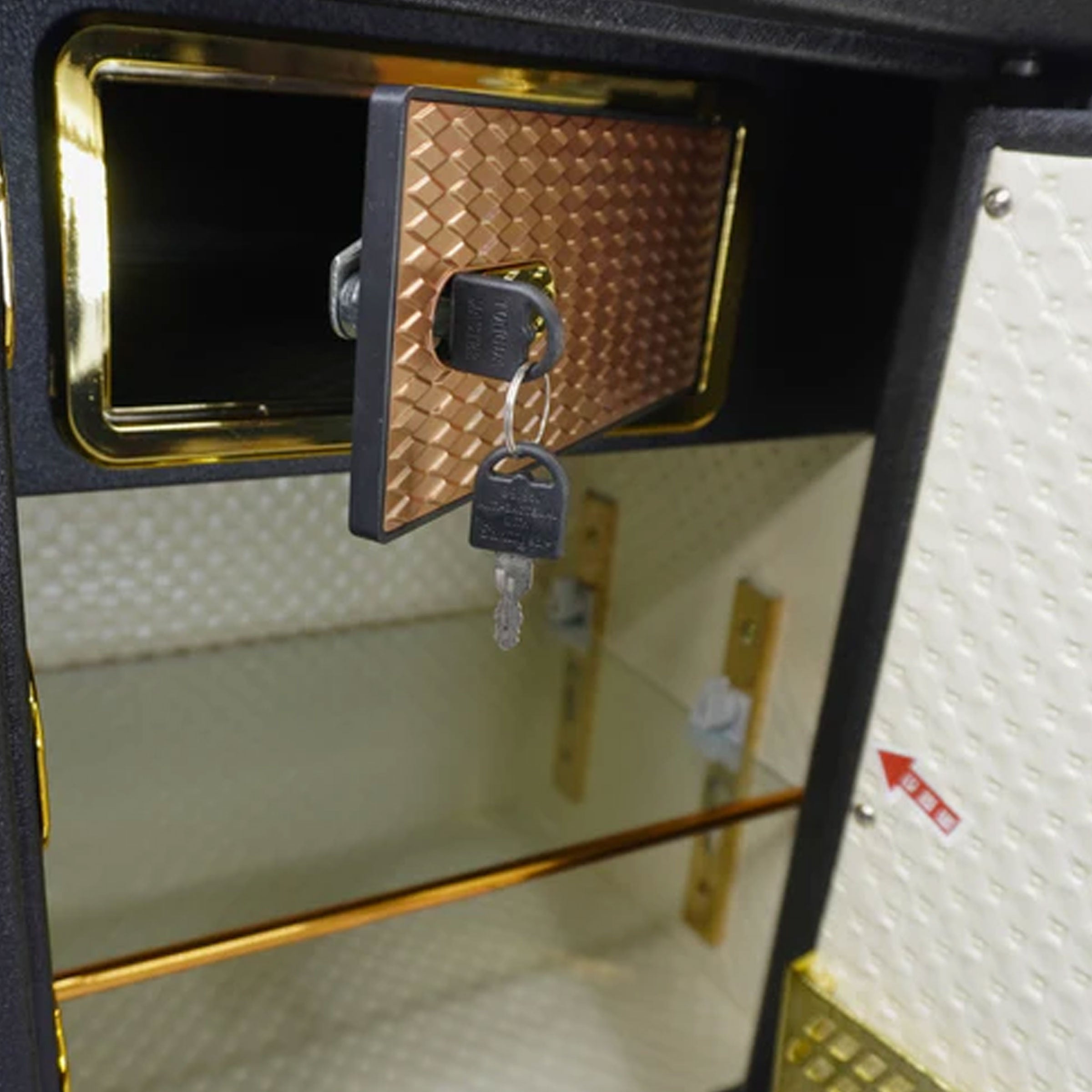 Veela Digital Safety Locker with open door and heavy-duty locking bolts for cash and jewelry