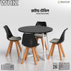 Table Top Black - Leg White / Table + 4 Tulip Chair