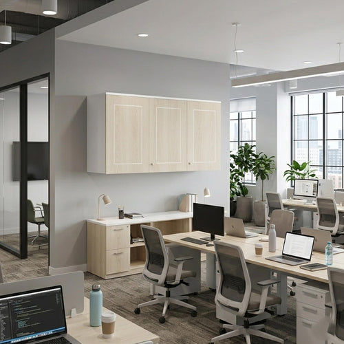 Wall mounted office file cabinet with stylish design and compact document storage functionality