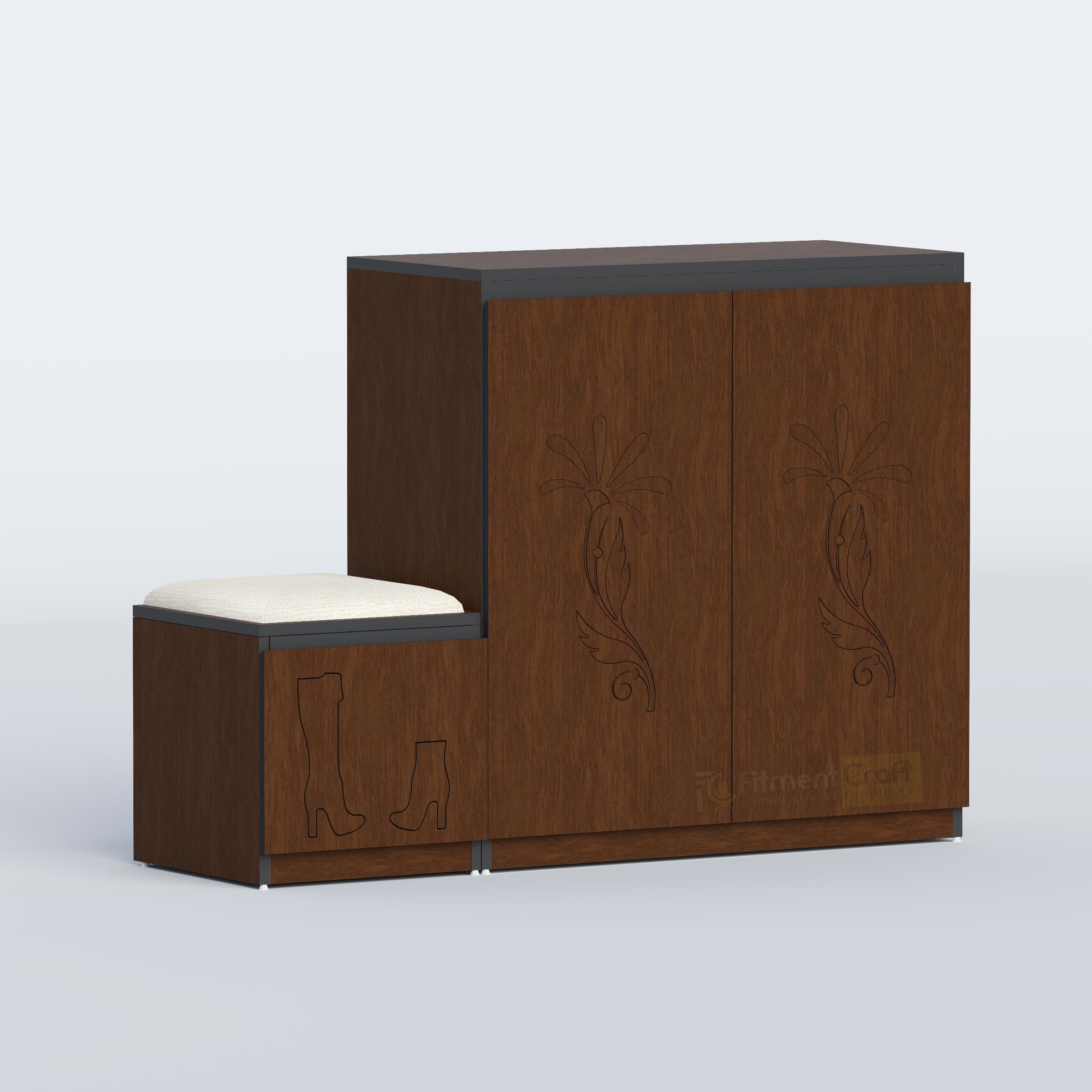 Durable wooden shoe cabinet with seat for apartment bedroom and hallway storage solution