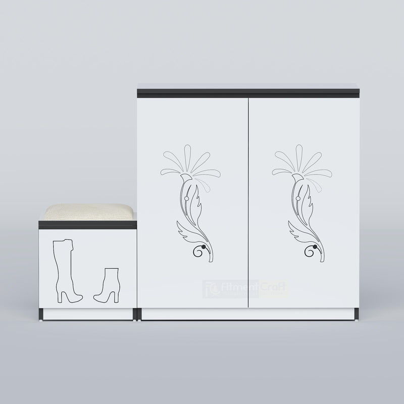 Large capacity Woodisty shoe storage cabinet with shelves and comfortable seating space