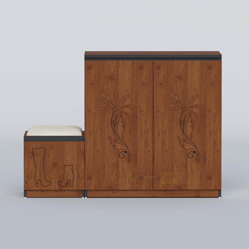 Premium wooden shoe rack furniture with closed storage doors and stylish design for home interior