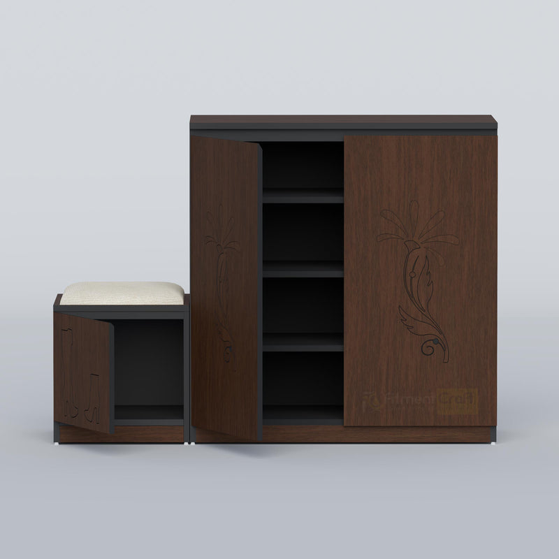 Modern shoe cabinet with seat made from LB and MDF wood for bedroom and entrance organization