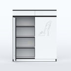 Modern Woody wooden shoe rack cabinet with MDF and LB wood design for stylish home footwear storage solution