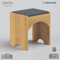 Zenith stool with wood-look sides and dark upholstered seat
