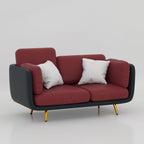 Modern Zenline two seater sofa made with engineered wood, soft foam, smooth rexine and elegant golden SS legs.