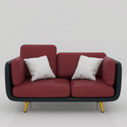 Compact Zenline two seater sofa for apartments, bedrooms and reception spaces with a modern curved outer frame.