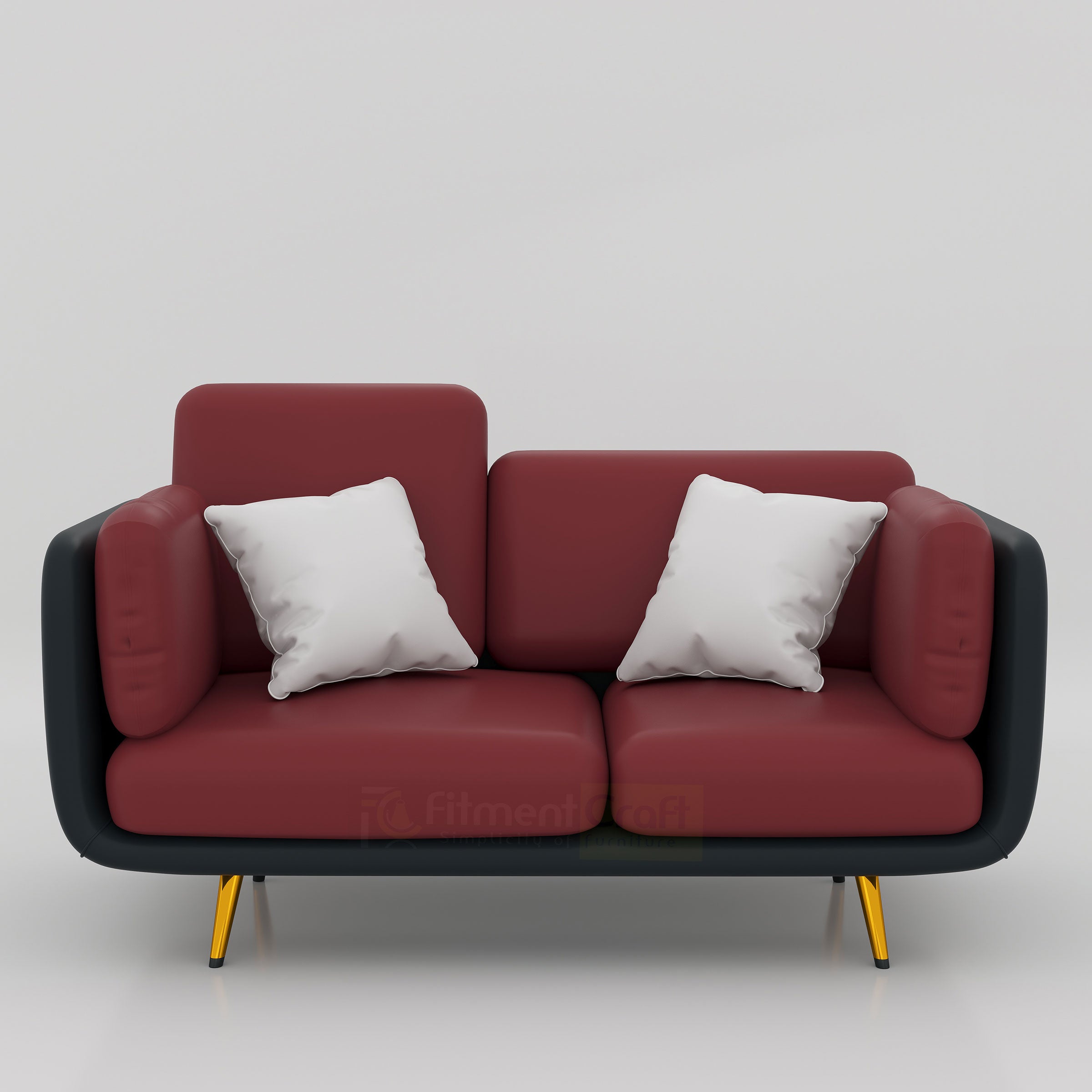 Compact Zenline two seater sofa for apartments, bedrooms and reception spaces with a modern curved outer frame.