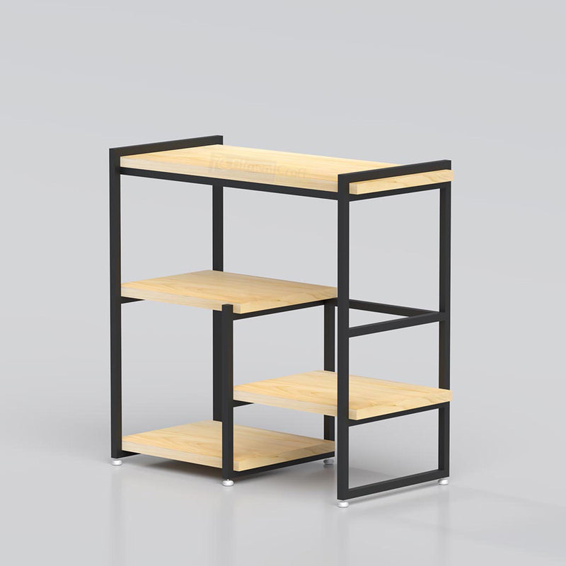 Modern Zerlo plant stand with solid wood shelves and metal frame for stylish indoor plant decoration