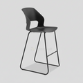 Black Bitos tall chair with open back, sled base and footrest