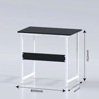 Black and white Sleek table with dimension arrows