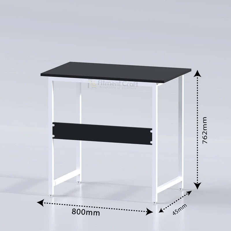 Black and white Sleek table with dimension arrows
