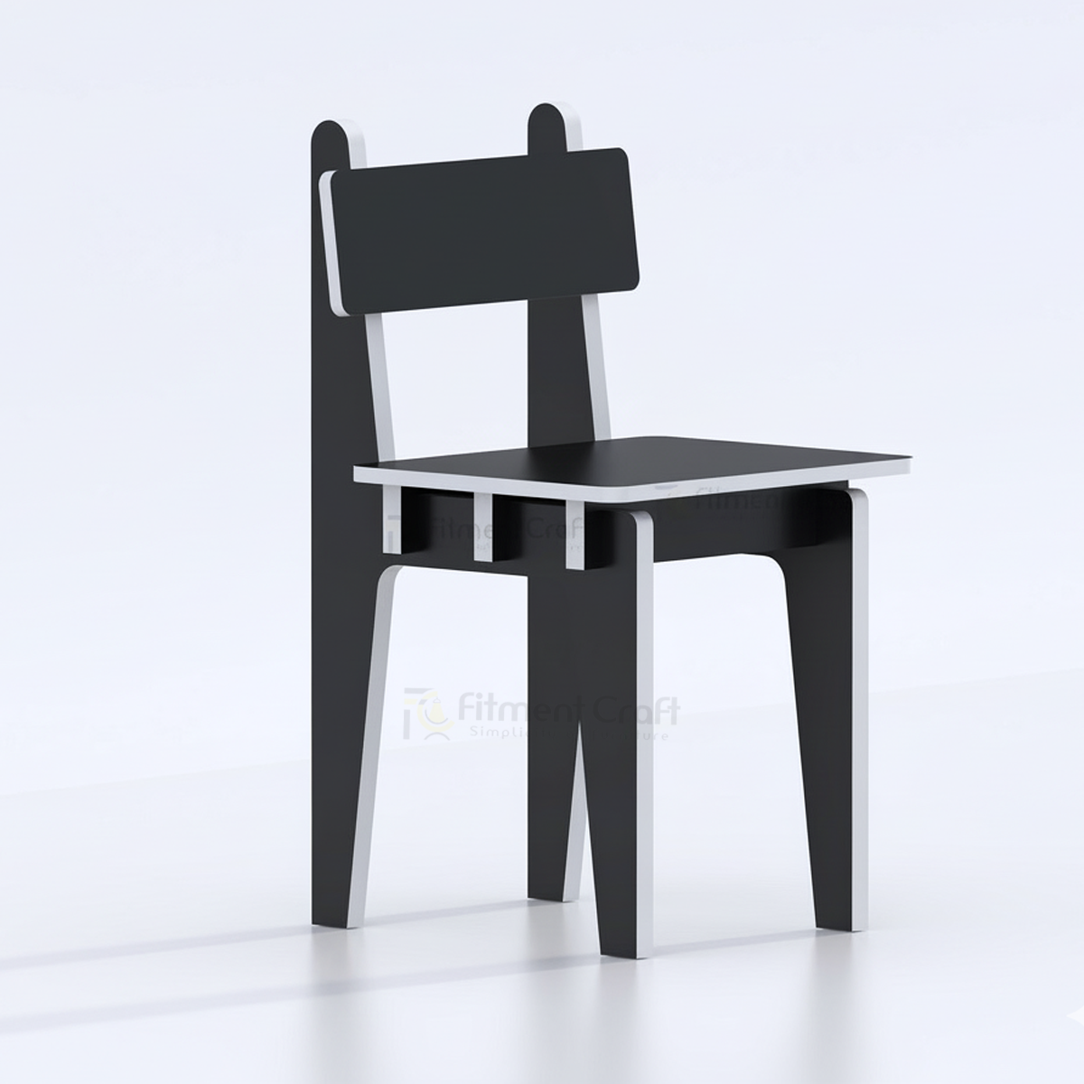 Black and white Swift chair with rectangular backrest and straight legs