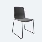 Black Cathedra chair with curved seat and black sled legs